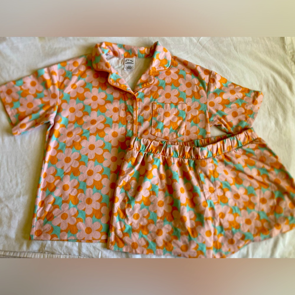 Kids flower Pajama set blue,orange